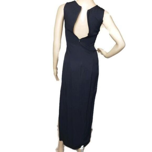 Jessica McClintock Gunne Sax vintage Black Evening Gown Lace and Side Slit sz 4 - Picture 4 of 8